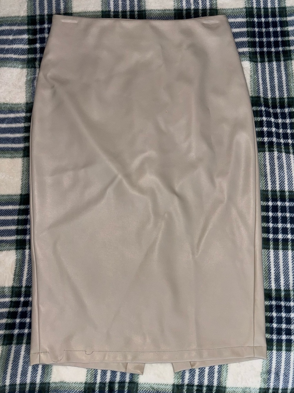 Sincerely Jules Faux-Leather Pencil Skirt in Light Taupe